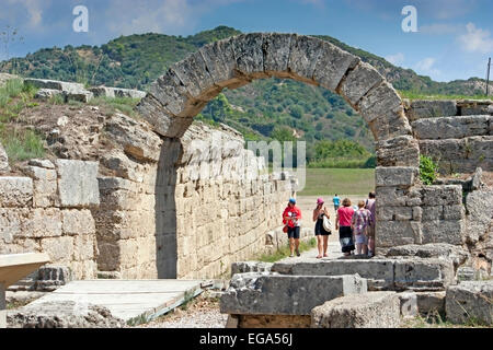 Archway leading to the original Olympic Stadium, in the Ancient Olympia complex, The Peloponnese, Greece Stock Photo