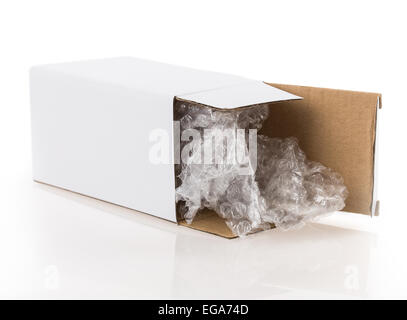 Bubble Wrap white box isolated on white background Stock Photo