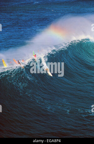 Surfing, North Shore, Oahu, Hawaii, Editorial use only no model release Stock Photo