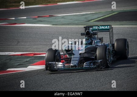 Montmelo, Catalonia, Spain. 20th Feb, 2015. Lewis Hamilton (GBR) drives a Mercedes during day two of Formula One pre-season testing at Circuit de Barcelona - Catalunya Credit:  Matthias Oesterle/ZUMA Wire/ZUMAPRESS.com/Alamy Live News Stock Photo