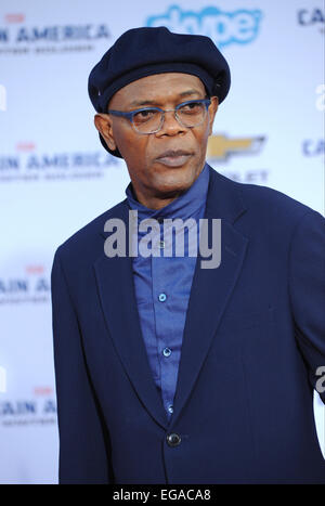 LOS ANGELES, CA - MARCH 13, 2014: Samuel L. Jackson at the world premiere of his movie 'Captain America: The Winter Soldier' at the El Capitan Theatre, Hollywood. Stock Photo