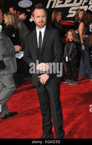 LOS ANGELES, CA - MARCH 6, 2014: Aaron Paul at the U.S. premiere of his movie 'Need for Speed' at the TCL Chinese Theatre, Hollywood. Stock Photo