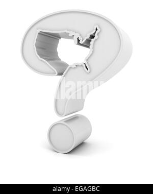 Question mark in the shape of USA map Stock Photo