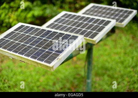 Solar panels at the Sumatran Rhino Sanctuary (SRS) field office in Way Kambas National Park, Sumatra. Stock Photo