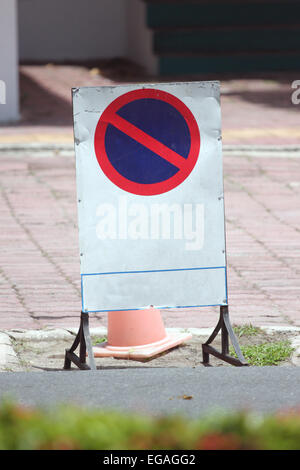 No parking of traffic sign on the road. Stock Photo