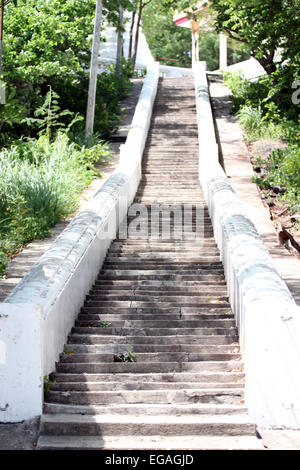 Stairs concrete up for the mountain to Thailand temple. Stock Photo