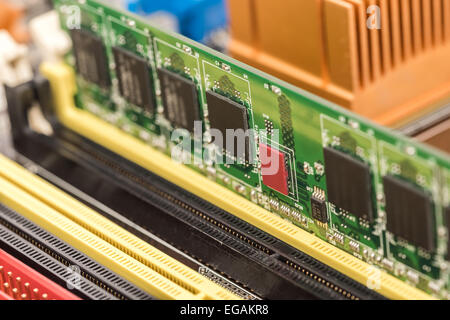 RAM Memory Module Installed On Computer Motherboard Stock Photo