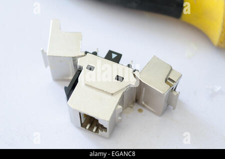 patch cord panel - in work progres Stock Photo