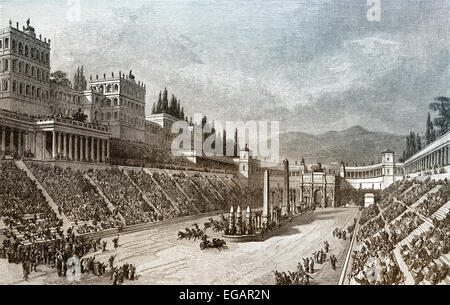 Reconstruction, the Circus Maximus in ancient Rome, Rekonstruktion, Der Circus Maximus im antiken Rom Stock Photo