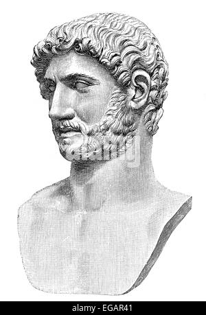 Hadrian or Publius Aelius Hadrianus Augustus, 76 - 138, Roman emperor from 117 to 138, Stock Photo