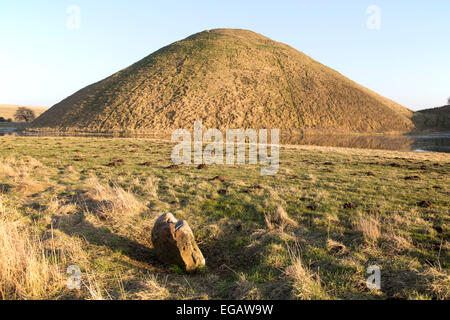 Silbury Hill mound, Wiltshire, England is the largest prehistoric manmade structure in Europe Stock Photo