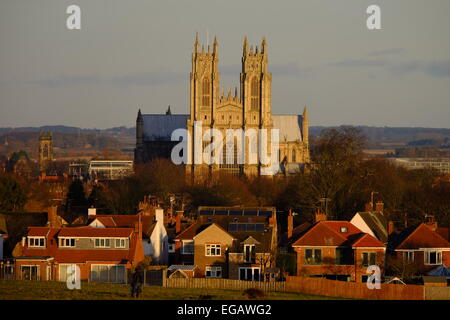 Beverley Minster, from the Westwood. Stock Photo