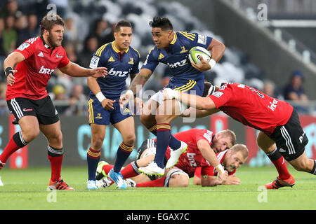 Dunedin, New Zealand. 21st Feb, 2015. Malakai Fekitoa of the Highlanders in action during the Super 15 rugby match between the Highlanders and the Crusaders at Forsyth Barr Stadium, Dunedin, Saturday, February 21, 2015. Credit:  Action Plus Sports/Alamy Live News Stock Photo