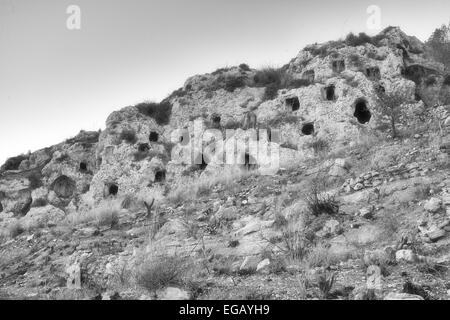 Caltagirone Mountain, prehistoric necropolis in Sicily Stock Photo