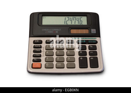 Old vintage calculator isolated on white. Stock Photo