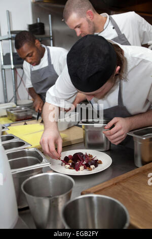 Chef in Kitchen at Sixty One Restaurant in London Stock Photo