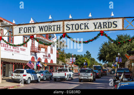 Exchange Avenue in the Fort Worth Stockyards District,  Ft Worth, Texas, USA Stock Photo