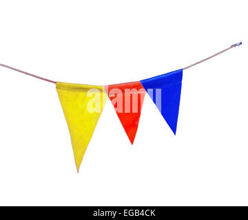 triangular flags isolated on white background Stock Photo