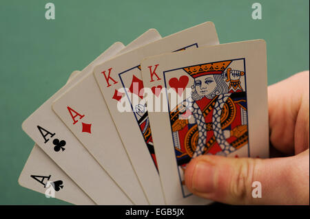 Playing Cards Full House  Aces and Kings Stock Photo