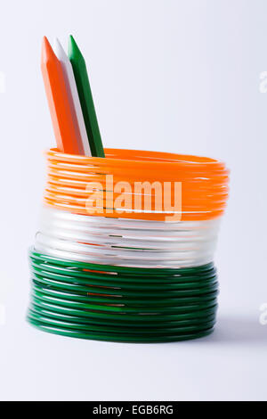 Flag Color Bangles Stand Arranging Pencil Stock Photo