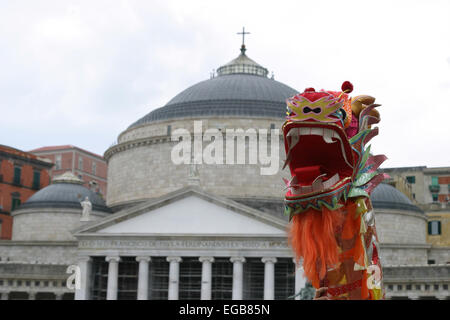 Chinese community celebrates the beginning of the new year, the Year of the Goat, with the spectacular Dragon Dance of Seta. 'Chun Jie ', known abroad as Chinese New Year, is the most important festival in China, which marks the beginning of the new year according to the Chinese Lunar calendar. © Salvatore Esposito/Pacific Press/Alamy Live News Stock Photo