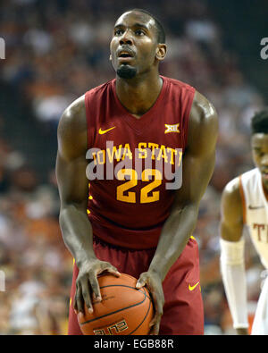 Feb 21, 2015. Dustin Hogue #22 of the Iowa State Cyclones in action vs the Texas Longhorns at the Frank Erwin Center in Austin Texas. Iowa State defeats the Longhorns 85-77. Stock Photo