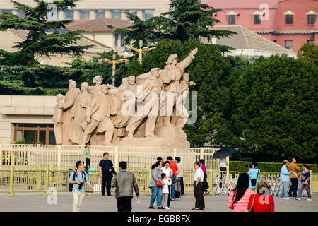 Workers statue in Tiananmen Square, Beijing, China Stock Photo