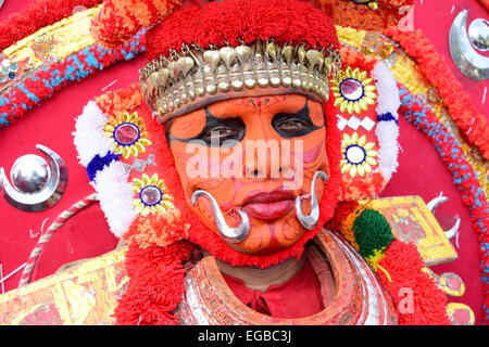 Theyyam Ritual art of Kerala India arts form Artist close up view Stock Photo