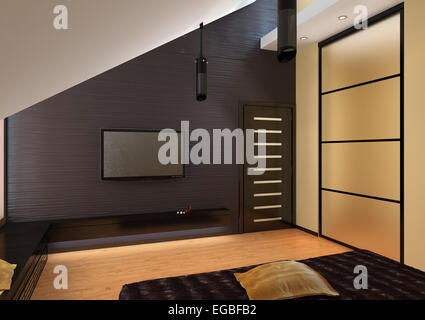 render of apartment living room Stock Photo