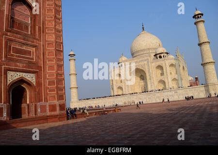 Architecture view of Taj Mahal Agra India on the side of taj mahal mosque building Stock Photo