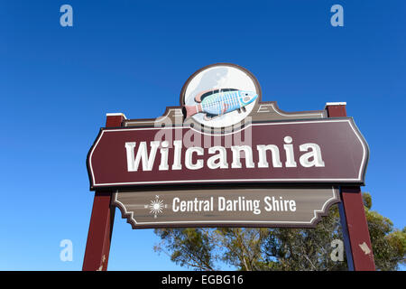 Town Sign, Wilcannia, New South Wales, Australia Stock Photo