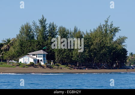 May 11, 2013 - Etang-Salé, Reunion island, France - The black sand beach of Ã‰tang-Salé-les-Bains, with the rescue post © Valerie Koch/ZUMA Wire/ZUMAPRESS.com/Alamy Live News Stock Photo