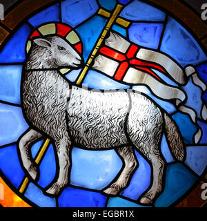 Stained-glass window. The Lamb of God ( Agnus Dei Stock Photo, Royalty ...