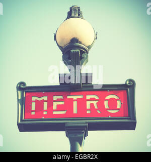 Paris metro sign. Toned image Stock Photo