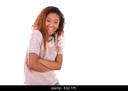 Happy young african american isolated on white background - Black people Stock Photo