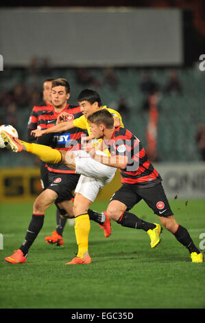 Western Sydney Wanderers have beaten Guangzhou Evergrande in the first leg of their AFC quarter final 1-0 in a often spiteful and controversial game. Featuring: Sun Xiang Where: Sydney, Australia When: 20 Aug 2014 Stock Photo
