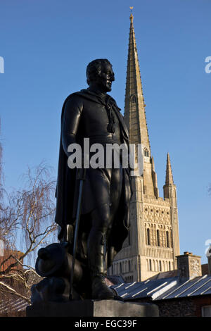 Wellington statue Norwich cathedral close Stock Photo