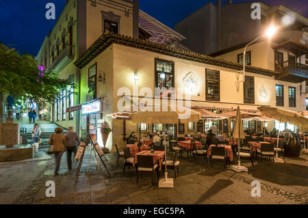 Puerto de la Cruz, Cafe Columbus,  restaurant, people, Canary Islands, Spain Stock Photo