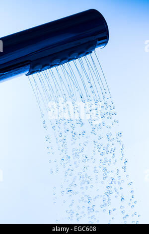 Shower Head with Running Water, close up Stock Photo