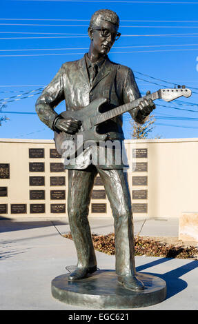 Statue of Buddy Holly on the Walk of Fame in Lubbock, Texas, USA Stock Photo