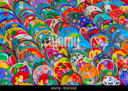 Colorful traditional mexican ceramics on the street market Stock Photo