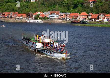 Paddle steamer KAISER WILHELM on river Elbe at Lauenburg, Schleswig-Holstein, Germany, Europe Stock Photo