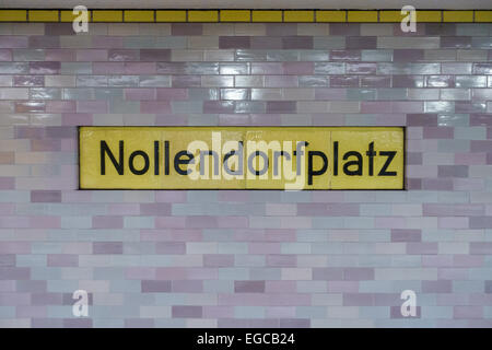 Nollendorfplatz subway sign in Berlin, Germany. Stock Photo