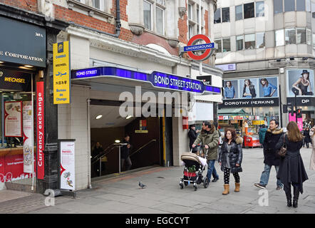 Bond Street Underground Station entrance in Oxford Street, London W1. Stock Photo