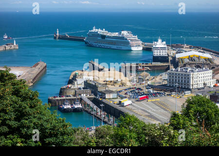 Dover Cruise Ship Terminal  Western Docks Aida and Valletta in Port Stock Photo