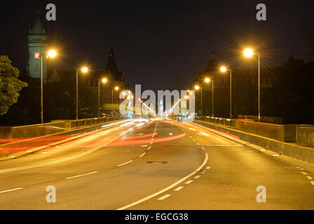 Adolphe bridge at night, Luxembourg City, Luxembourg Stock Photo