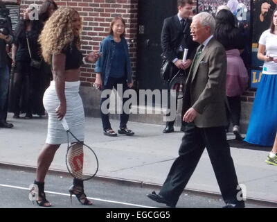 Celebrities outside The Ed Sullivan Theater for The Late Show with David Letterman Featuring: Serena Williams,David Letterman Where: New York City, New York, United States When: 20 Aug 2014 Stock Photo