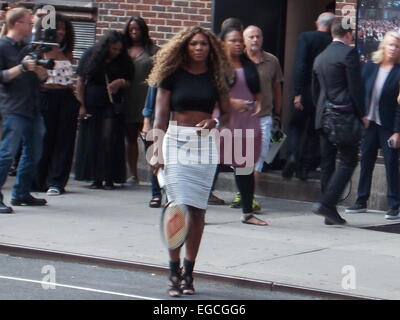 Celebrities outside The Ed Sullivan Theater for The Late Show with David Letterman Featuring: Serena Williams Where: New York City, New York, United States When: 20 Aug 2014 Stock Photo