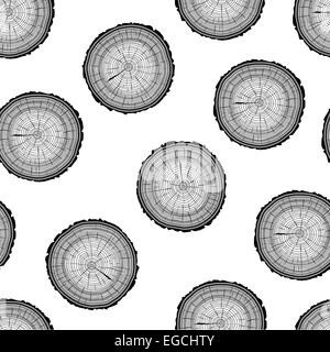 Tree rings saw cut tree trunk background. Seamless wallpaper. Ve Stock Photo