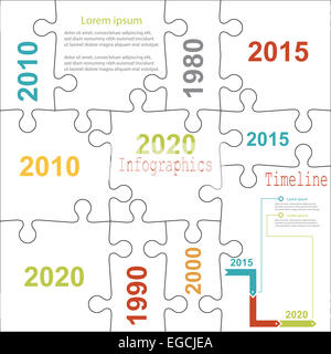 Infographic report templates in puzzle jigsaw elements . Vector Stock Photo